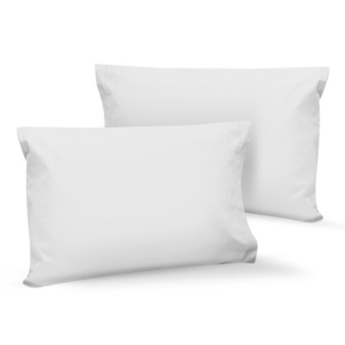 2 Fundas de almohada percal 300 - Estándar - Blanco