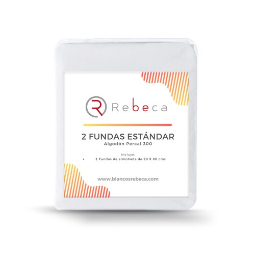 2 Fundas de almohada percal 300 - Estándar - Blanco