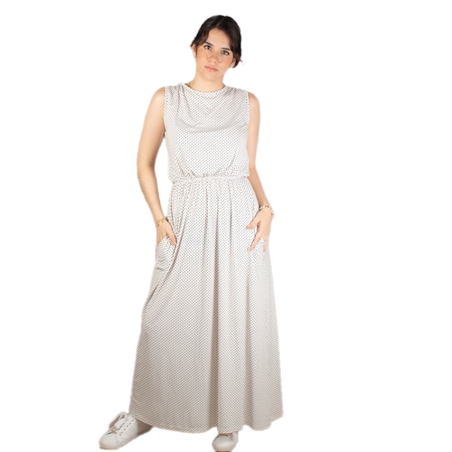 Maxi Vestido A Lunares Polka Dots. Rosa O Blanco. Unitalla