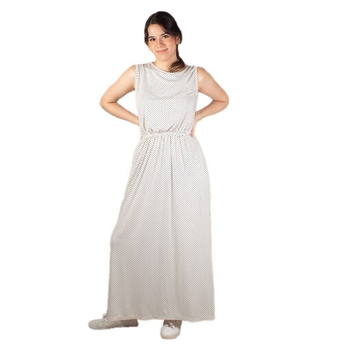 Maxi Vestido A Lunares Polka Dots. Rosa O Blanco. Unitalla