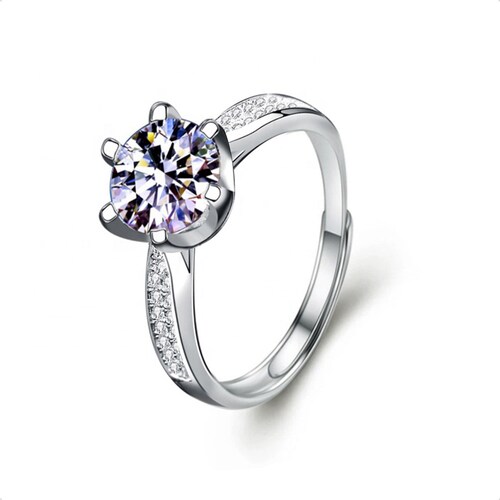 Anillo De Compromiso VAROURO  Plata 925 Moissanita 2.0ct | Ajustable.