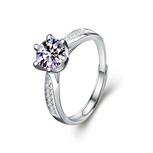 Anillo De Compromiso VAROURO  Plata 925 Moissanita 2.0ct | Ajustable.