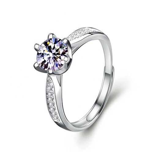 Anillo De Compromiso VAROURO  Plata 925 Moissanita 2.0ct | Ajustable.