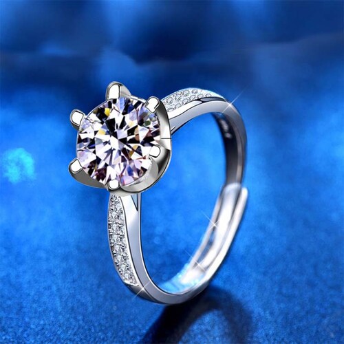 Anillo De Compromiso VAROURO  Plata 925 Moissanita 2.0ct | Ajustable.