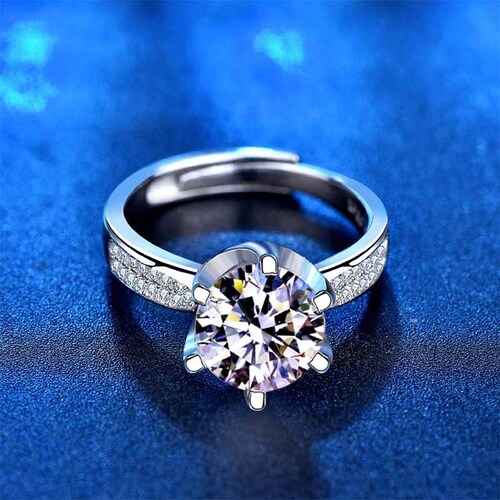 Anillo De Compromiso VAROURO  Plata 925 Moissanita 2.0ct | Ajustable.