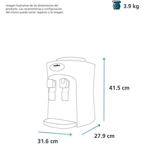Dispensador de Agua Mabe  2 Llaves Agua Fría/Caliente, color Negro 