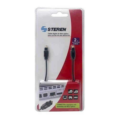 Cable de Fibra Optica Steren con 2 mt de Largo para Audio en Alta definición