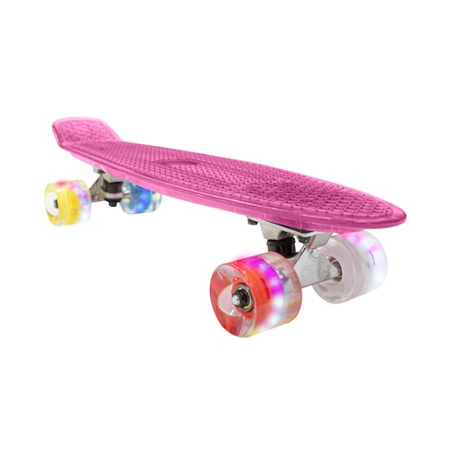 Patineta Skate Cruiser Mini MoradoTransparente Llanta Gel Flash Luz Led