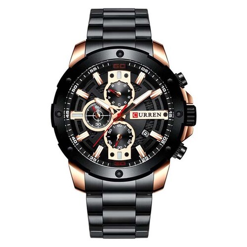 Reloj de Pulsera para Hombre, Análogo, Elegante, Moderno, Fechador, Extensible de Acero, Broche Ajus 