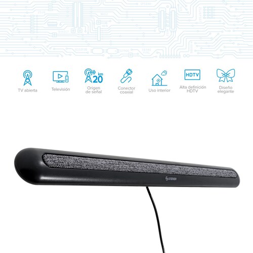 Antena interior para TV HD tipo barra con acabado textil Steren ANT-1830