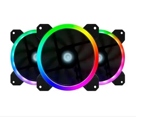 Kit Ventiladores Vorago Game Factor FKG400 3 Fans 12mm RGB 2 Tiras Led Control Remoto
