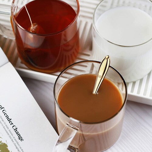 Taza tarro de vidrio para café capuchino de 320ml. Crisa 0095 Incluye 6 tazas.