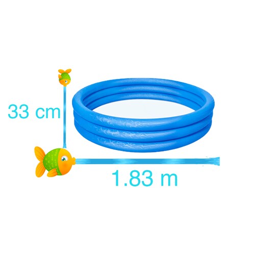 Alberca Inflable de Circular Con 3 Aros Infantil Azul 183 cm Diámetro