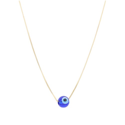 Collar de Ojo Turco de la Buena Suerte de Oro de 14 Kilates Para dama