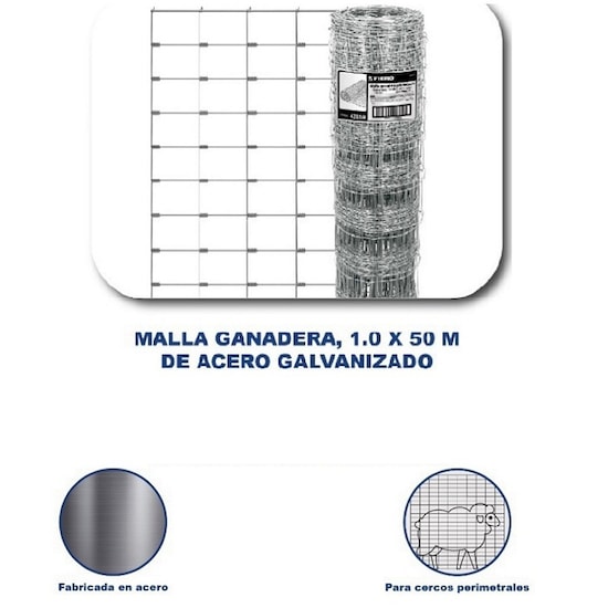 MALLA GANADERA DE ACERO GALVANIZADO 1.0 M X 50M