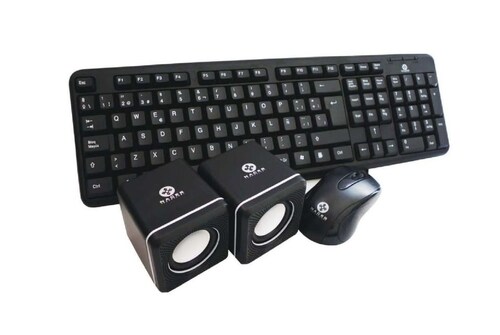 Kit de teclado mouse Optico Negro Bocinas PC Lap Escritorio Oficina Windows NA-228 Alambrico USB Juegos