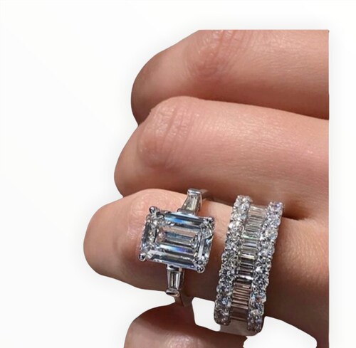 Anillo Compromiso y Churumbela Emeral Zirconia Cúbica Plata 925 -Amour.