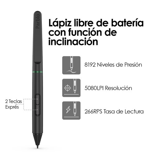 Tableta Digitalizadora Parblo Ninos S Dibujo 6 x 4 pulgadas Negra