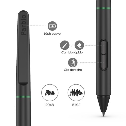 Tableta Digitalizadora Parblo Ninos S Dibujo 6 x 4 pulgadas Negra