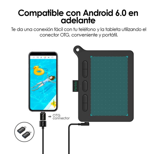 Tableta Digitalizadora Parblo Ninos S Dibujo 6 x 4 pulgadas Negra