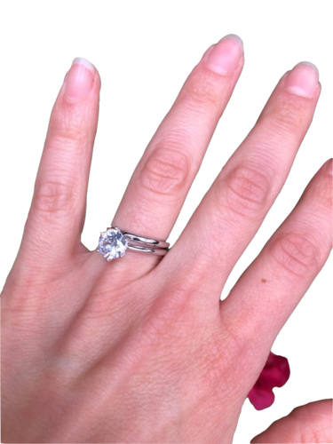 Anillo de compromiso Solitario Zirconía Cúbica y Churumbela Plata 925 ley