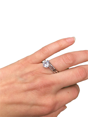 Anillo de compromiso Solitario Zirconía Cúbica y Churumbela Plata 925 ley