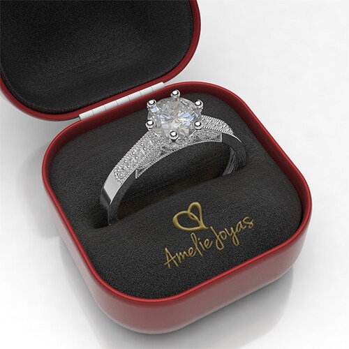 Anillo de compromiso en Oro Blanco de 14K Amelie Joyas
