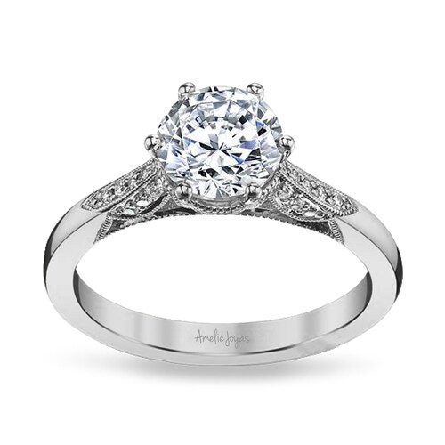 Anillo de compromiso en Oro Blanco de 14K Amelie Joyas