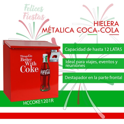 Hielera Metálica Coca Cola Roja para 12 latas HCCOKE1201R 
