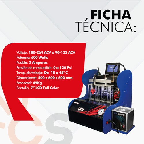 LABORATORIO DE LIMPIEZA DE INYECTORES AUTOMATICO HANTEC 4 INYECTORES GDI