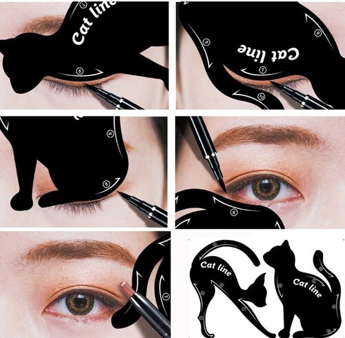 Plantilla De Gato Para Delinear Ojos Aplicar Sombra.