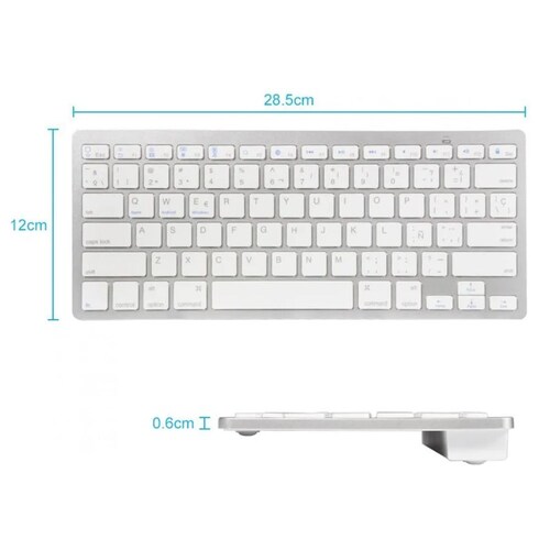 TECLADO BLUETOOTH EN ESPAÑOL,  PORTATIL INALAMBRICO ANDROID IPHONE WINDOWS, PLATA