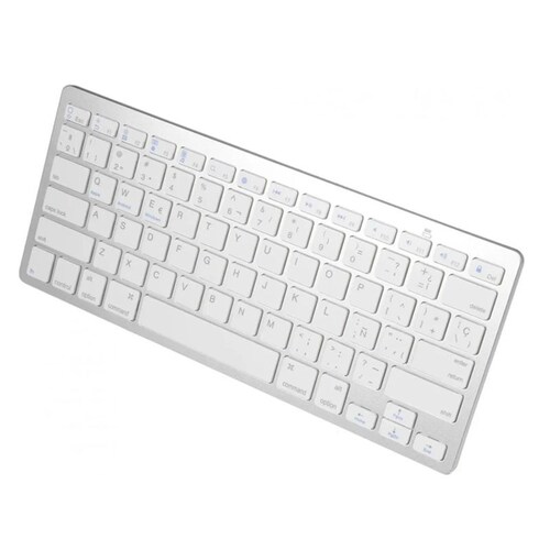 TECLADO BLUETOOTH EN ESPAÑOL,  PORTATIL INALAMBRICO ANDROID IPHONE WINDOWS, PLATA