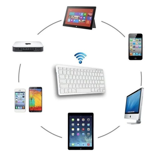 TECLADO BLUETOOTH EN ESPAÑOL,  PORTATIL INALAMBRICO ANDROID IPHONE WINDOWS, PLATA
