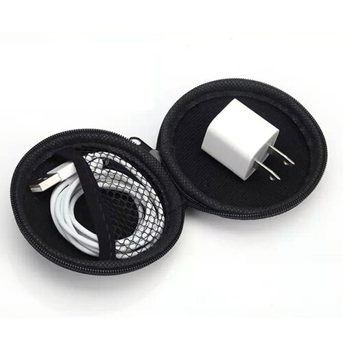 Estuche Circular multiusos para cargador, audifonos, cables USB, Etc. Rojo
