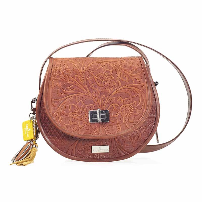 Bolso AngeLozano de Piel Grabada tipo Cincelado color Caf Modelo