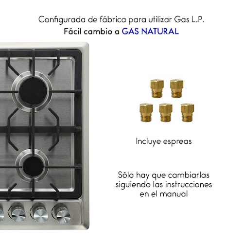 Parrilla Empotrable Premium de Gas 4 Quemadores de Acero Inoxidable GARELL.