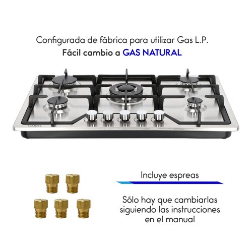 Parrilla Empotrable Premium de Gas 5 Quemadores Acero Inoxidables GARELL.