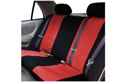 Cubre Asientos Funda Universales Para Carros o Camionetas 3 Piezas Color Rojo con Negro 
