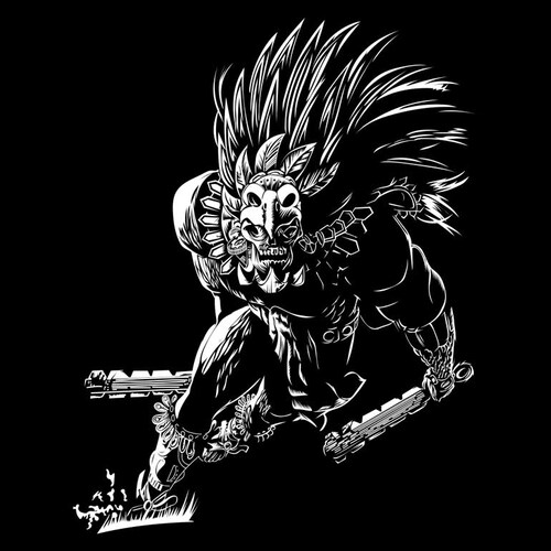 Playera caballero - Guerrero Calavera Azteca AxoloTee.