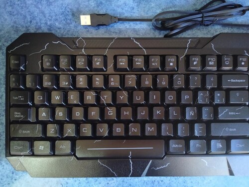 Kit de Teclado y Mouse Naceb Technology Raptor Estándar Negro CABLE USB LED LUZ WINDOWS PC LAP