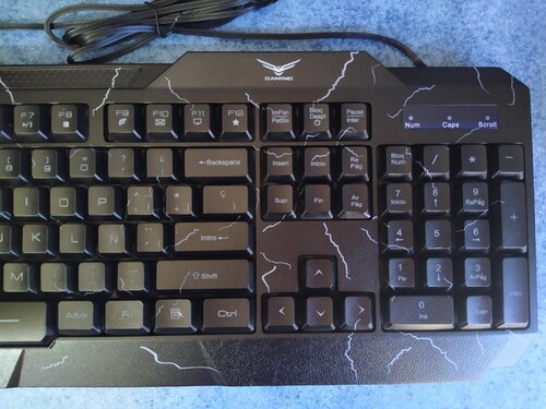 Kit de Teclado y Mouse Naceb Technology Raptor Estándar Negro CABLE USB LED LUZ WINDOWS PC LAP