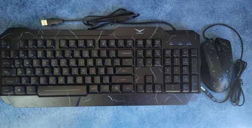 Kit de Teclado y Mouse Naceb Technology Raptor Estándar Negro CABLE USB LED LUZ WINDOWS PC LAP