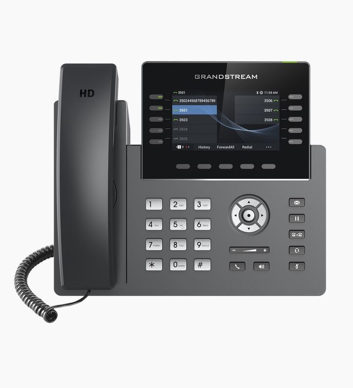 Teléfono IP Wi-Fi, Grado Operador, 10 líneas SIP con 5 cuentas, pantalla a color 2.8, puertos Gigabit, Bluetooth, PoE, codec Opus, IPV4/IPV6 con gestión en la nube GDMS