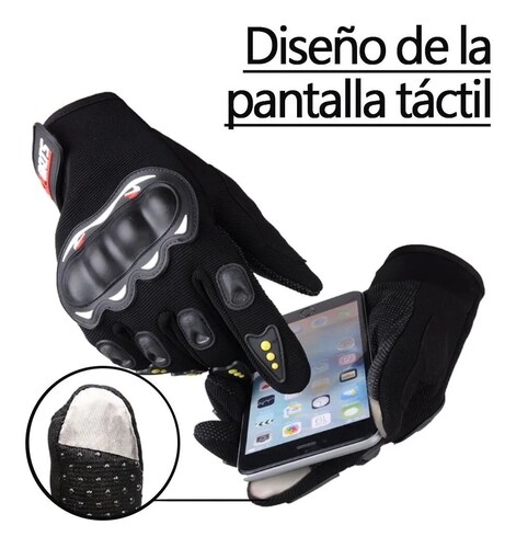 Guante Moto Con Protección Motociclista Anti Derrape Con Pads en Color Negro 
