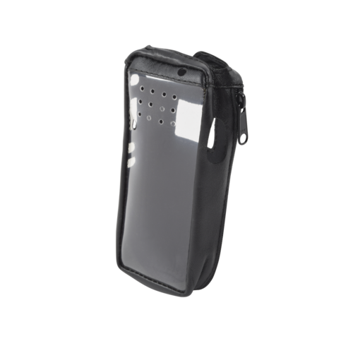 Funda Reforzada de piel, lazo para cinto, ventana plástica y cierre lateral / ICF3161DS, ICF4161DS.