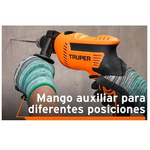 Rotomartillo Taladro Profesional Truper de 1/2" de 650W ROTO-1/2A7 Perforación Concreto Metal Plástico Madera