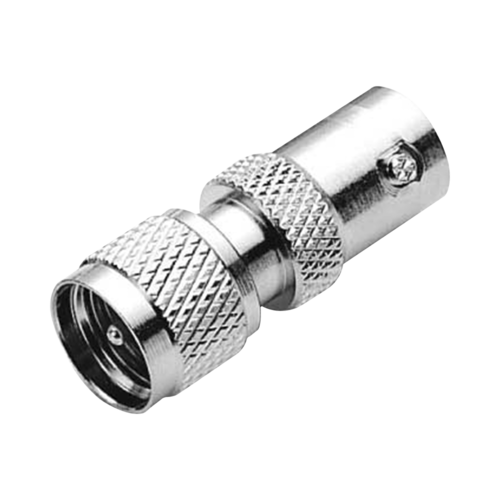 Adaptador en Línea, de Conector Mini UHF Macho a BNC Hembra, Níquel/ Oro/ Teflón.