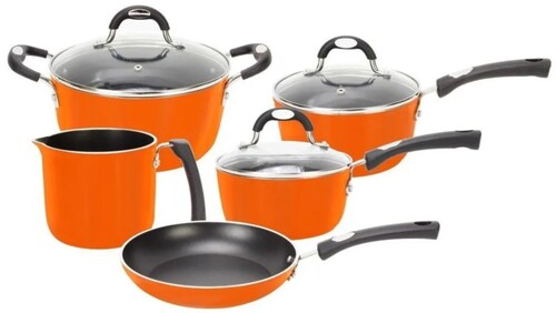 Batería Tramontina 20899467 Monaco 8 piezas Naranja Inducción END1