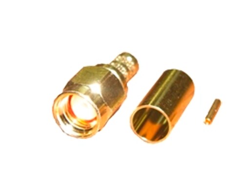 Conector SMA Macho Inverso de Anillo Plegable para cables 8240, RG58/U, Oro/ Oro/ Teflón.